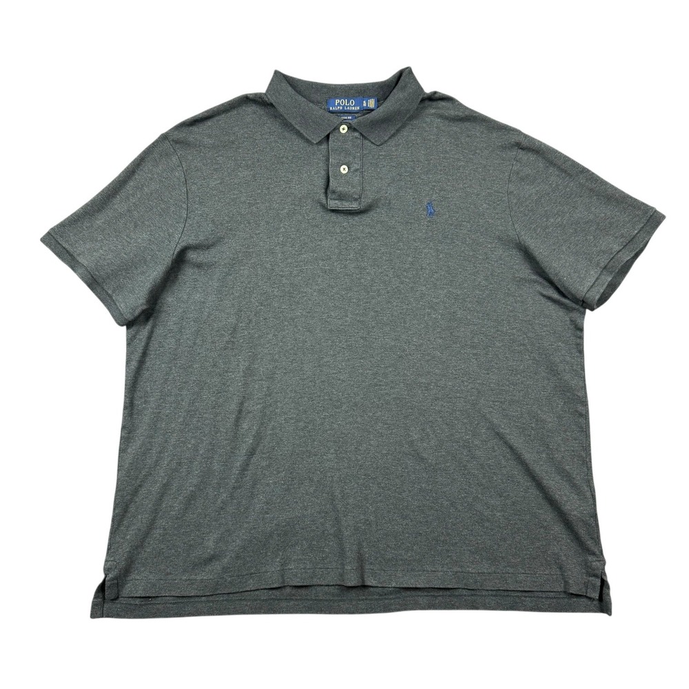 Polo‎ Ralph Lauren Shirt Men XL Gray Classic Fit Cotton Polo Collar Work Preppy